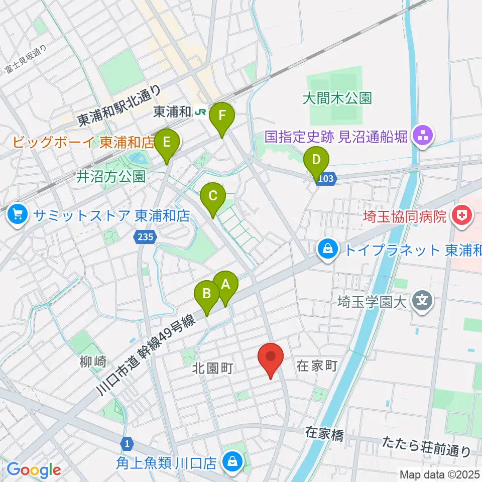 マスカット音楽教室周辺のカフェ一覧地図