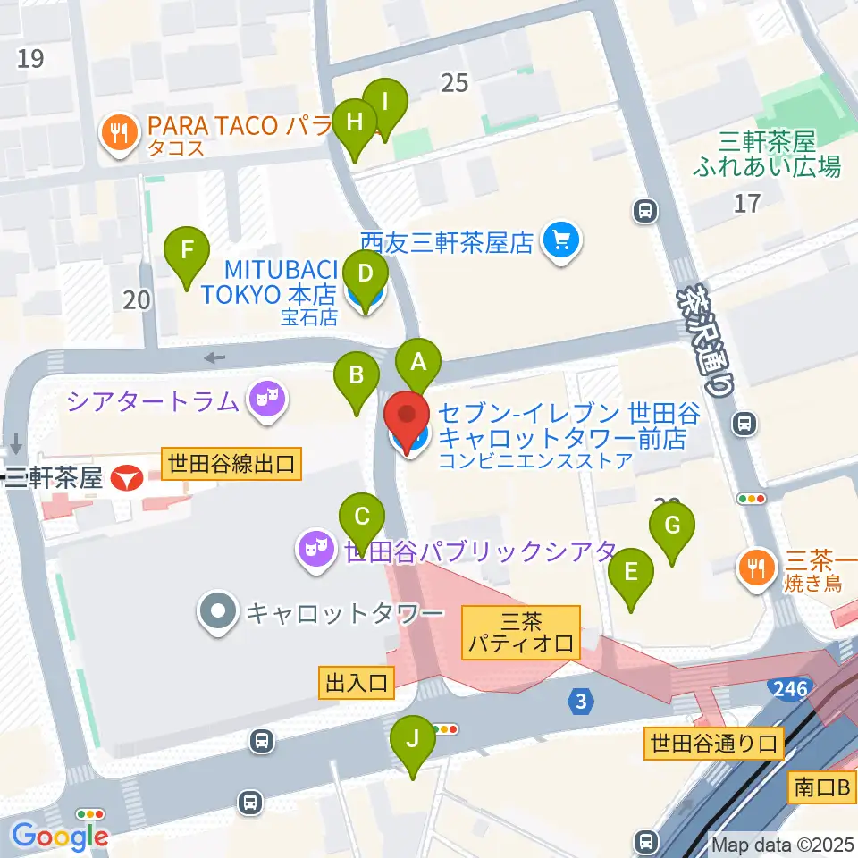 サロン・テッセラ周辺のカフェ一覧地図