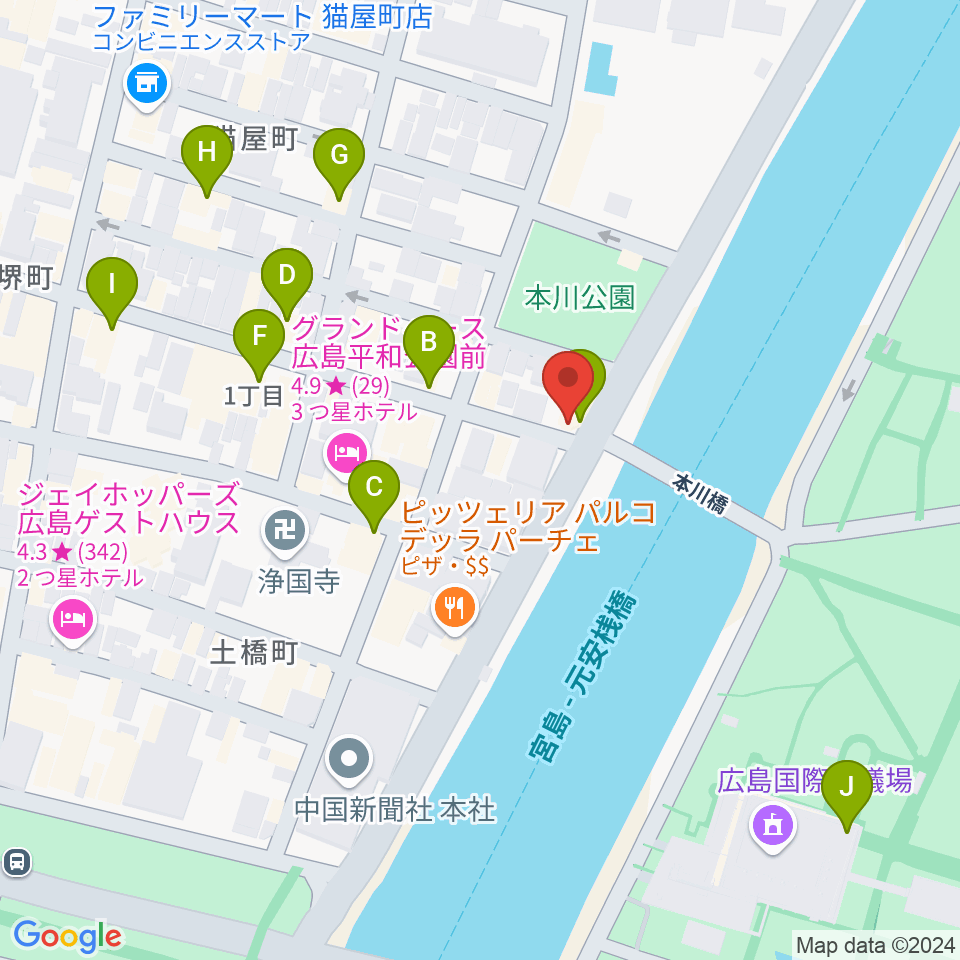 Guitar Top周辺のカフェ一覧地図