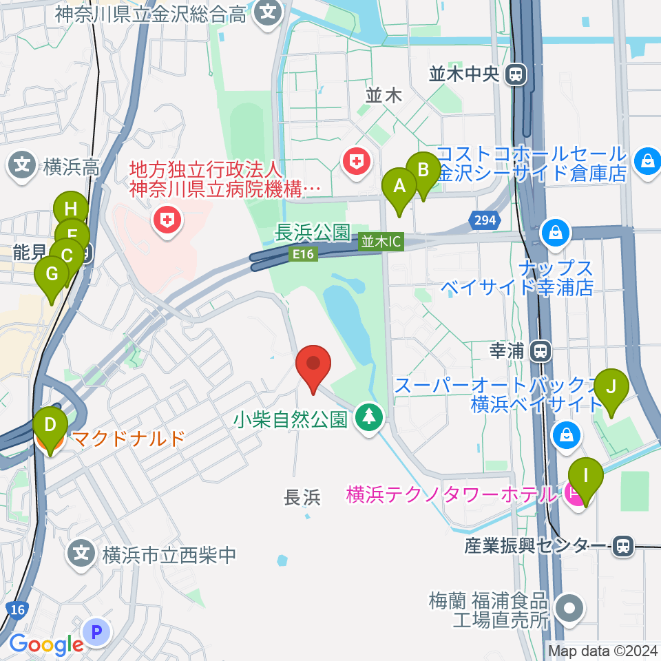 横浜市長浜ホール周辺のカフェ一覧地図