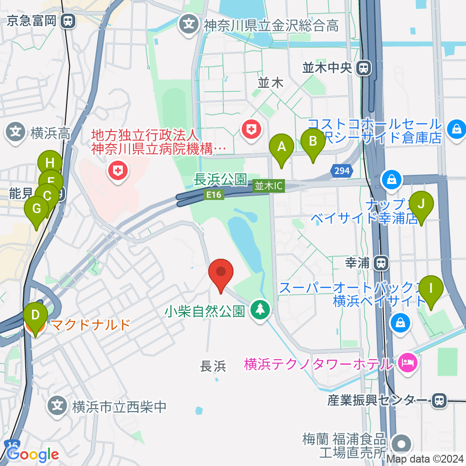 横浜市長浜ホール周辺のカフェ一覧地図