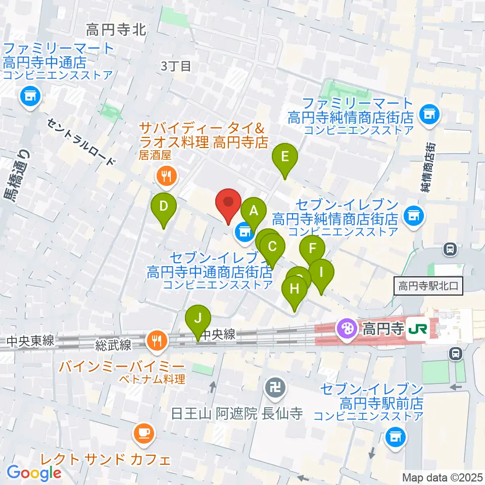 高円寺ShowBoat周辺のカフェ一覧地図