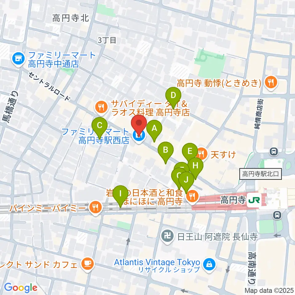 高円寺ShowBoat周辺のカフェ一覧地図