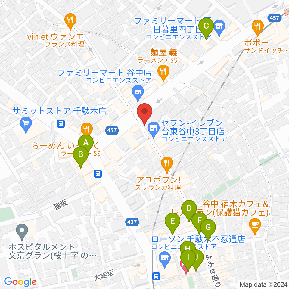 やなか音楽ホール周辺のカフェ一覧地図