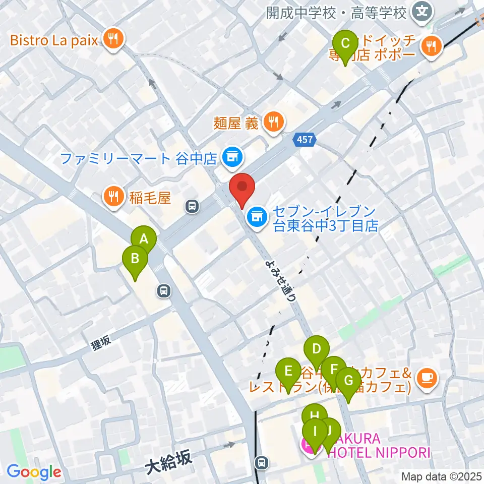 やなか音楽ホール周辺のカフェ一覧地図