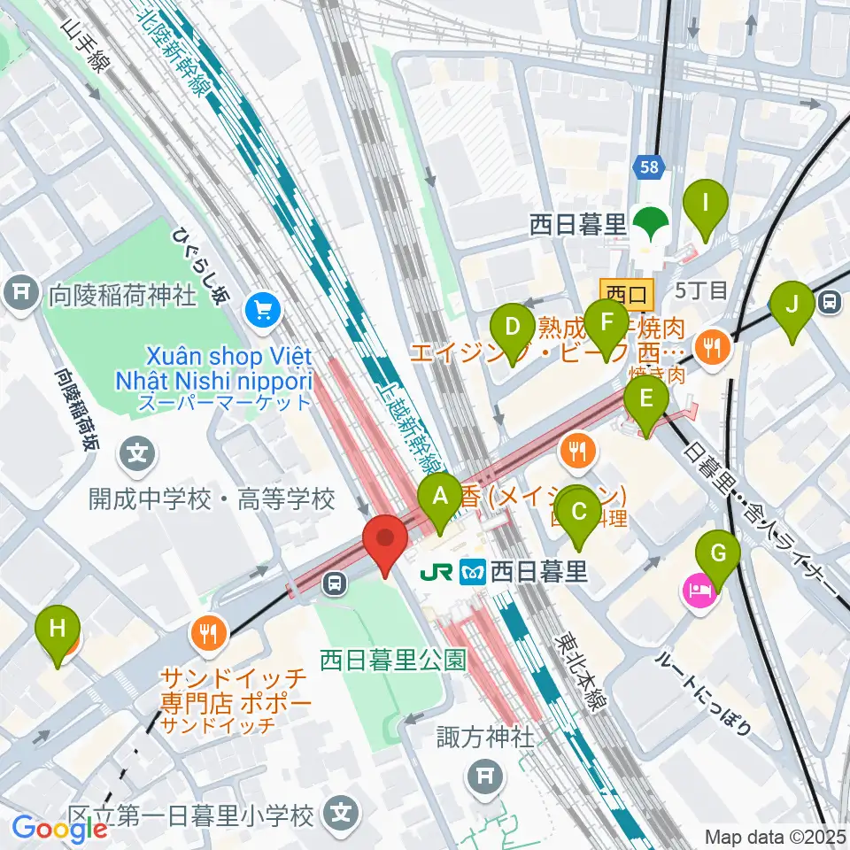 ハート音楽院ギター教室周辺のカフェ一覧地図