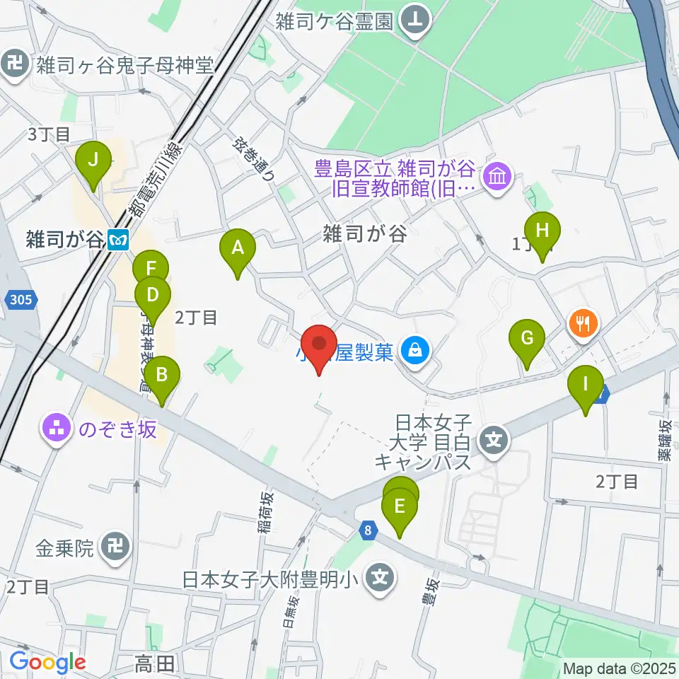雑司が谷音楽堂周辺のカフェ一覧地図