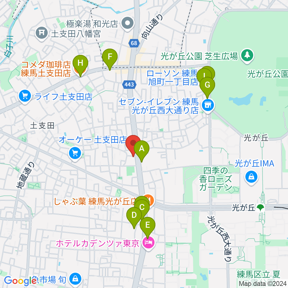 日本ピアノギャラリー ドルチェホール周辺のカフェ一覧地図