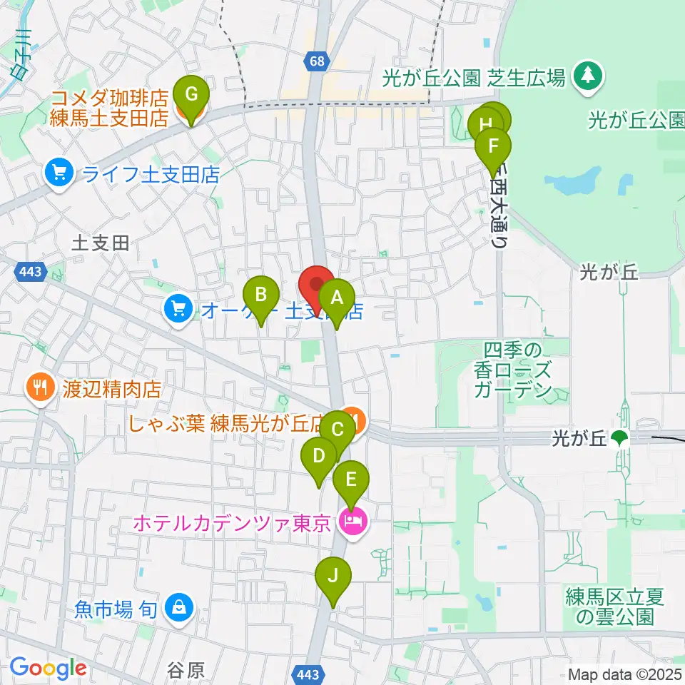 日本ピアノギャラリー ドルチェホール周辺のカフェ一覧地図