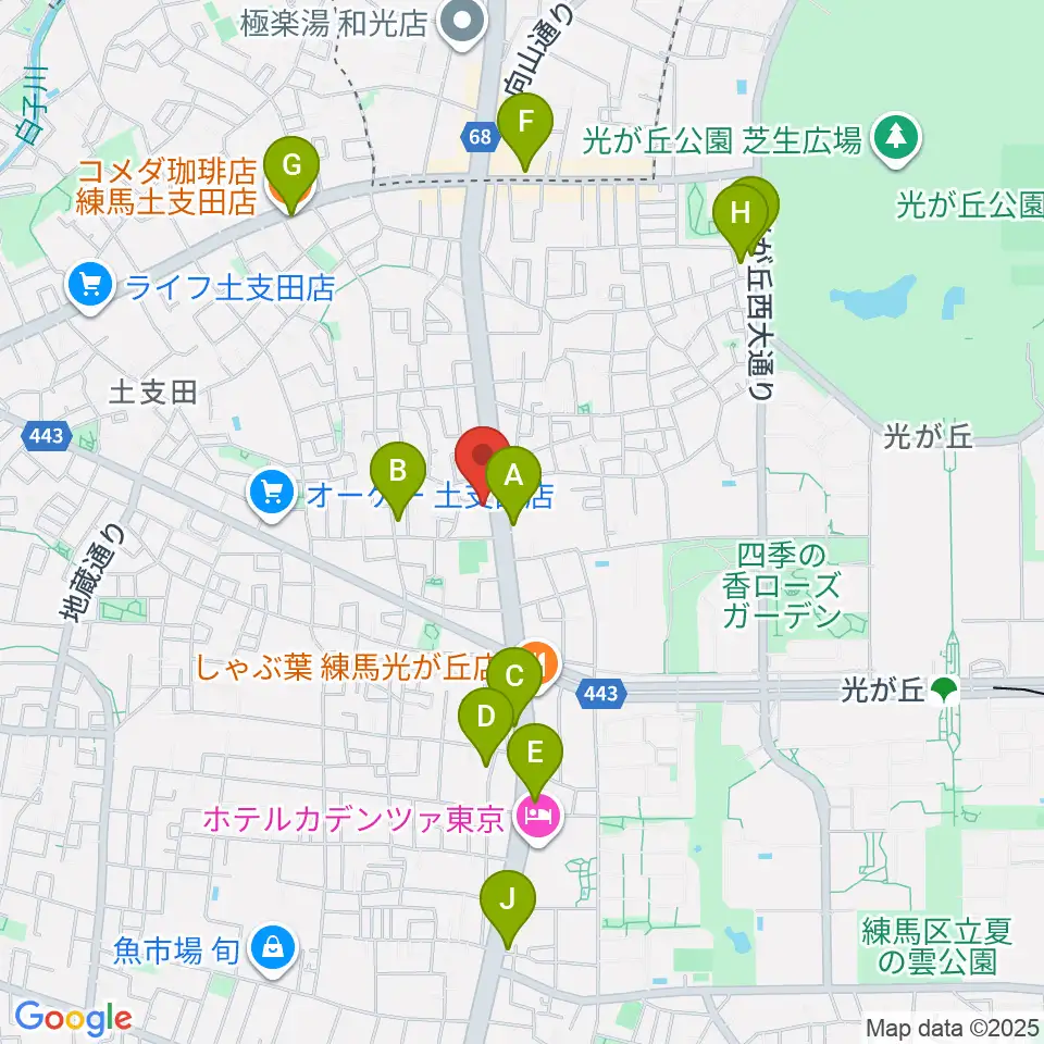 日本ピアノギャラリー ドルチェホール周辺のカフェ一覧地図