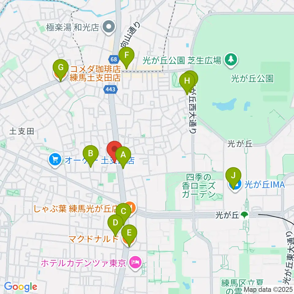 日本ピアノギャラリー ドルチェホール周辺のカフェ一覧地図