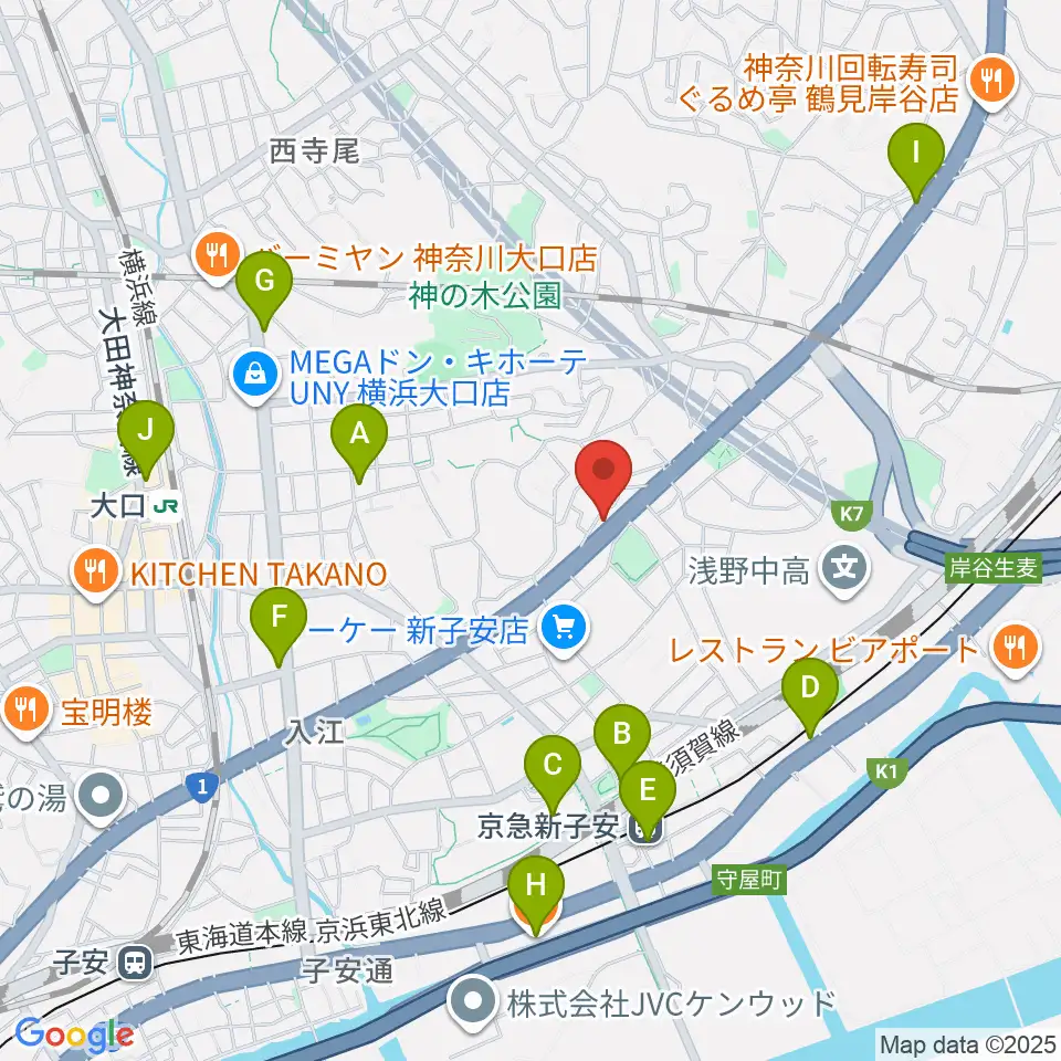 日本ピアノギャラリー横浜店周辺のカフェ一覧地図