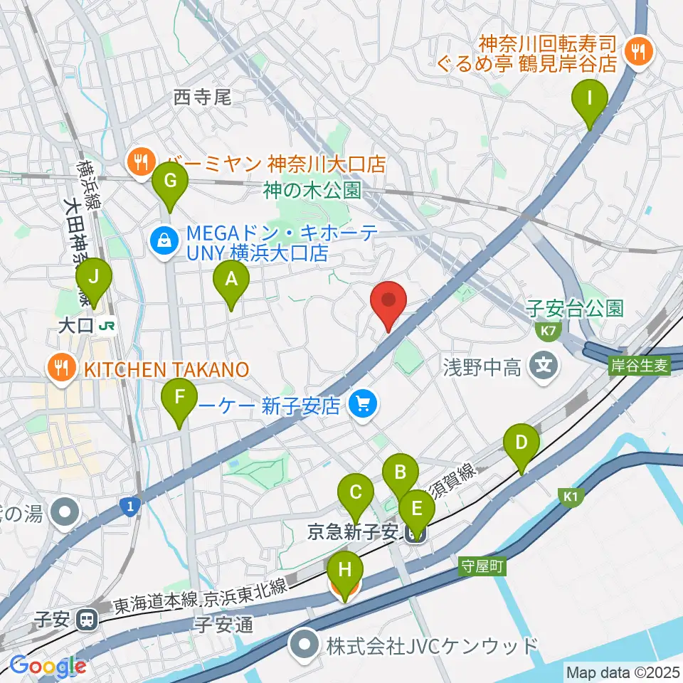 日本ピアノギャラリー横浜店 D-Studio周辺のカフェ一覧地図