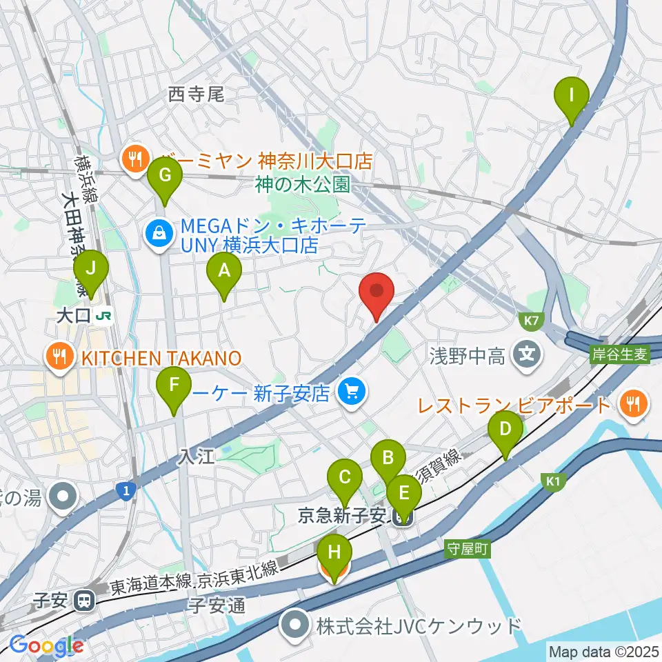 日本ピアノギャラリー横浜店 D-Studio周辺のカフェ一覧地図