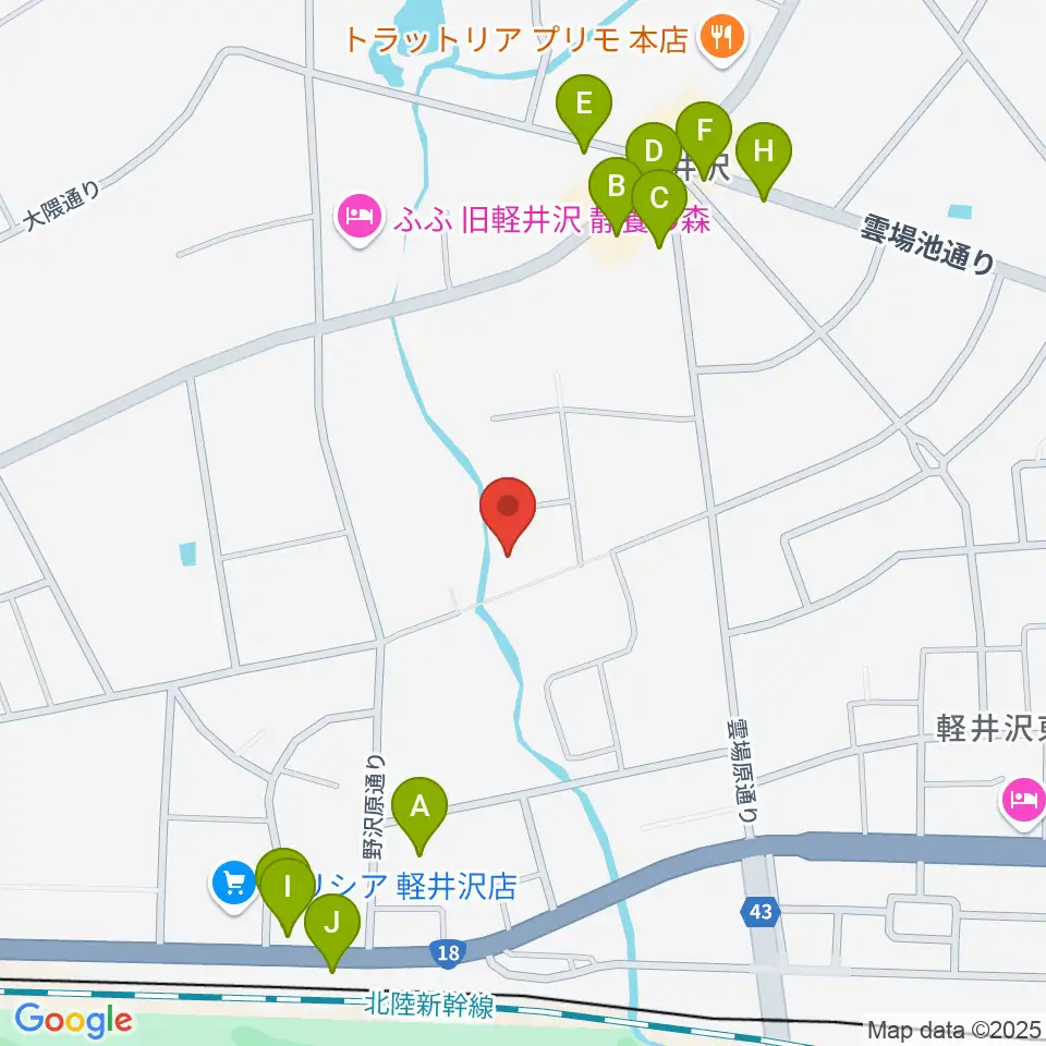 軽井沢ヴィラセシリア音楽堂周辺のカフェ一覧地図