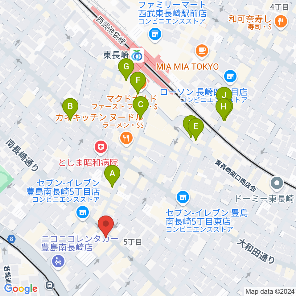 一音会 ひびきホール周辺のカフェ一覧地図