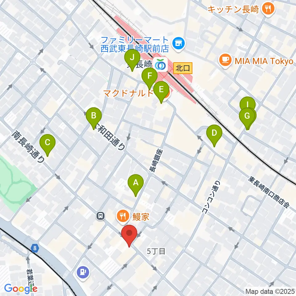一音会 ひびきホール周辺のカフェ一覧地図