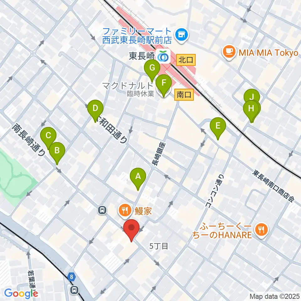 一音会 ひびきホール周辺のカフェ一覧地図