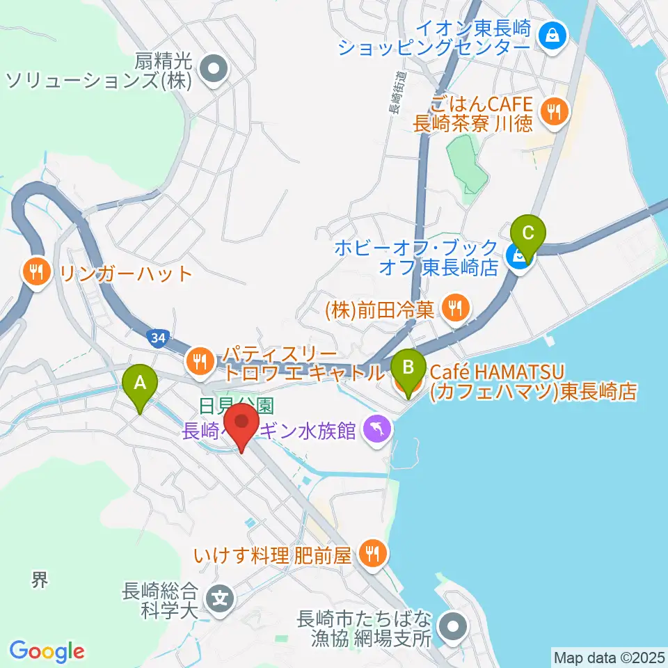 クボタホール周辺のカフェ一覧地図