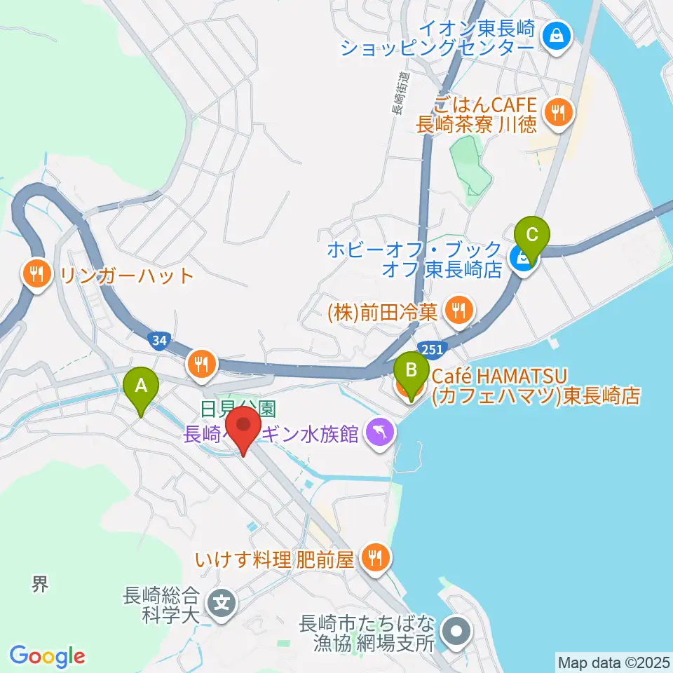 クボタホール周辺のカフェ一覧地図