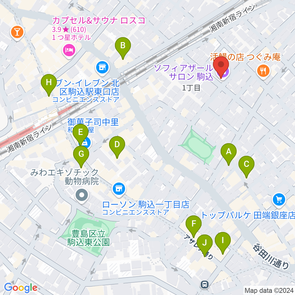 ソフィアザールサロン周辺のカフェ一覧地図