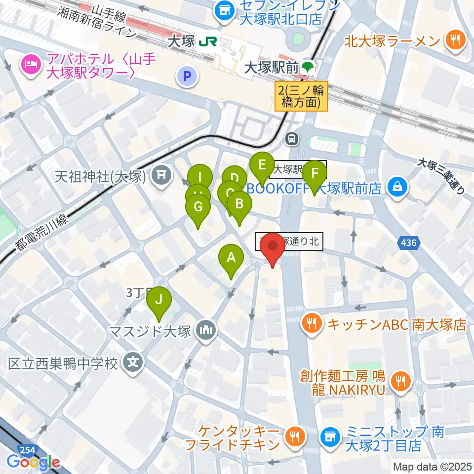 大塚Welcome back周辺のカフェ一覧地図