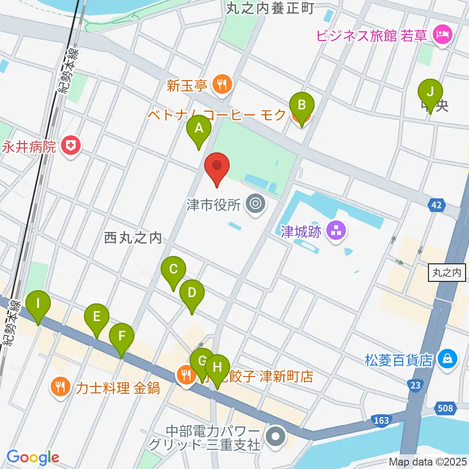 津リージョンプラザ周辺のカフェ一覧地図