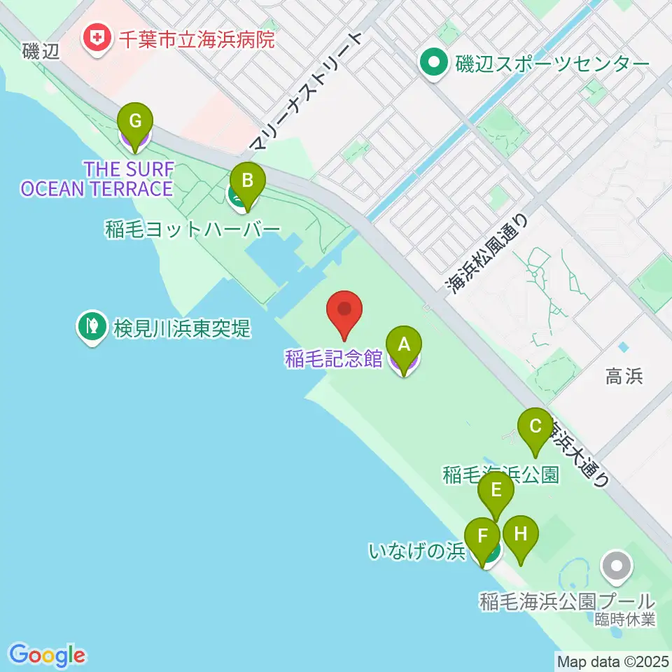 稲毛海浜公園 野外音楽堂周辺のカフェ一覧地図