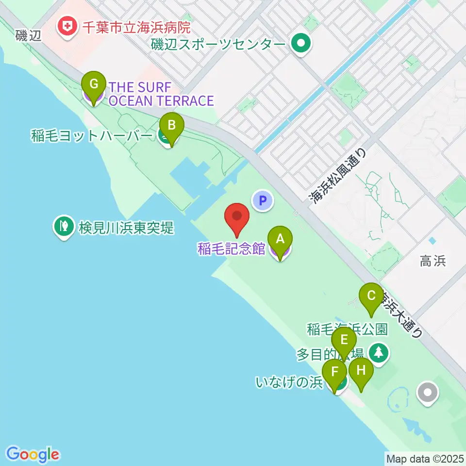 稲毛海浜公園 野外音楽堂周辺のカフェ一覧地図