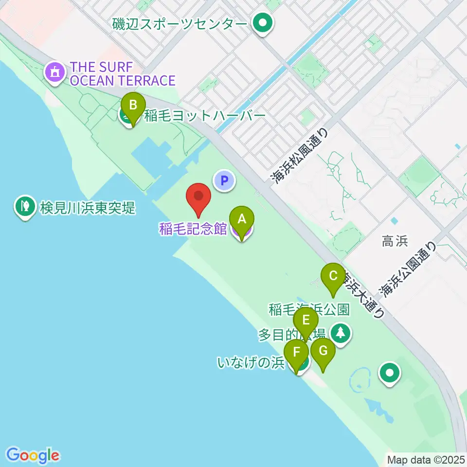 稲毛海浜公園 野外音楽堂周辺のカフェ一覧地図