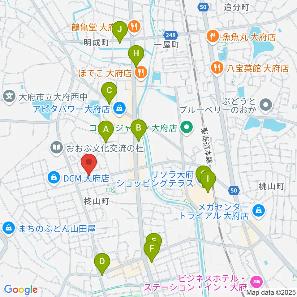 ミュージックガーデン大府周辺のカフェ一覧地図
