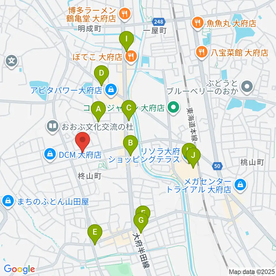 ミュージックガーデン大府周辺のカフェ一覧地図
