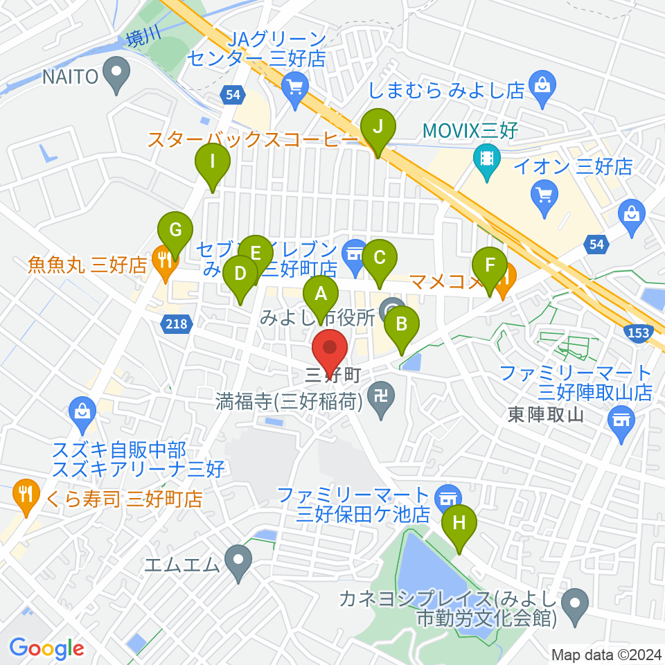 楽器晴海堂周辺のカフェ一覧地図