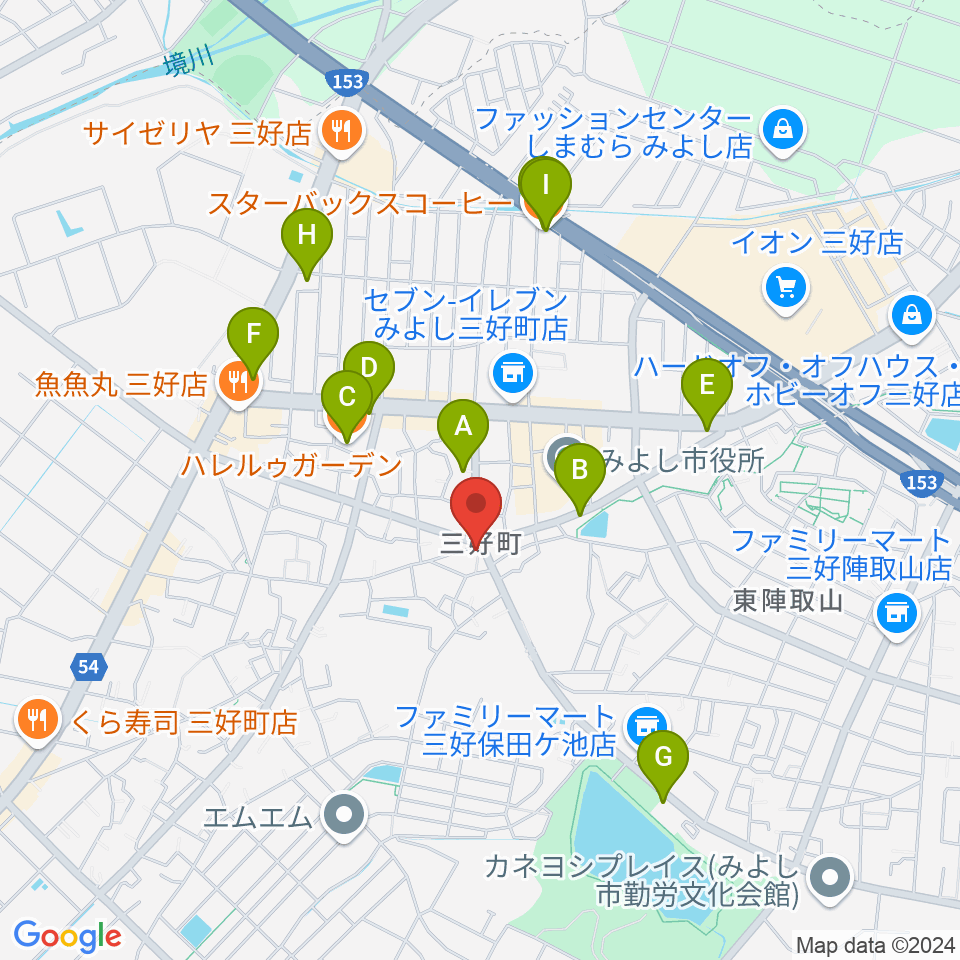 楽器晴海堂周辺のカフェ一覧地図