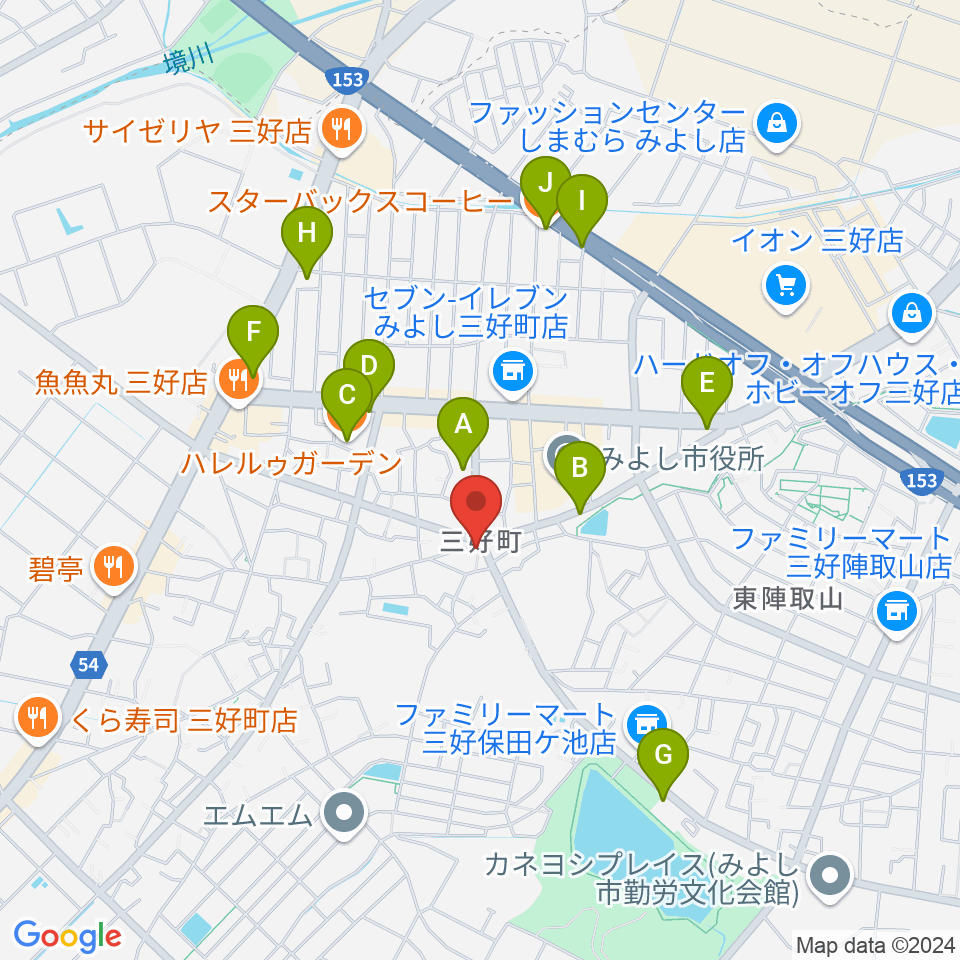 楽器晴海堂周辺のカフェ一覧地図