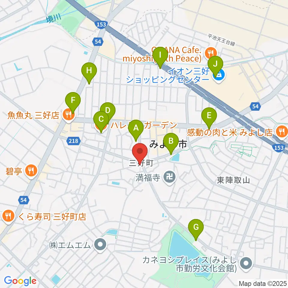 楽器晴海堂周辺のカフェ一覧地図