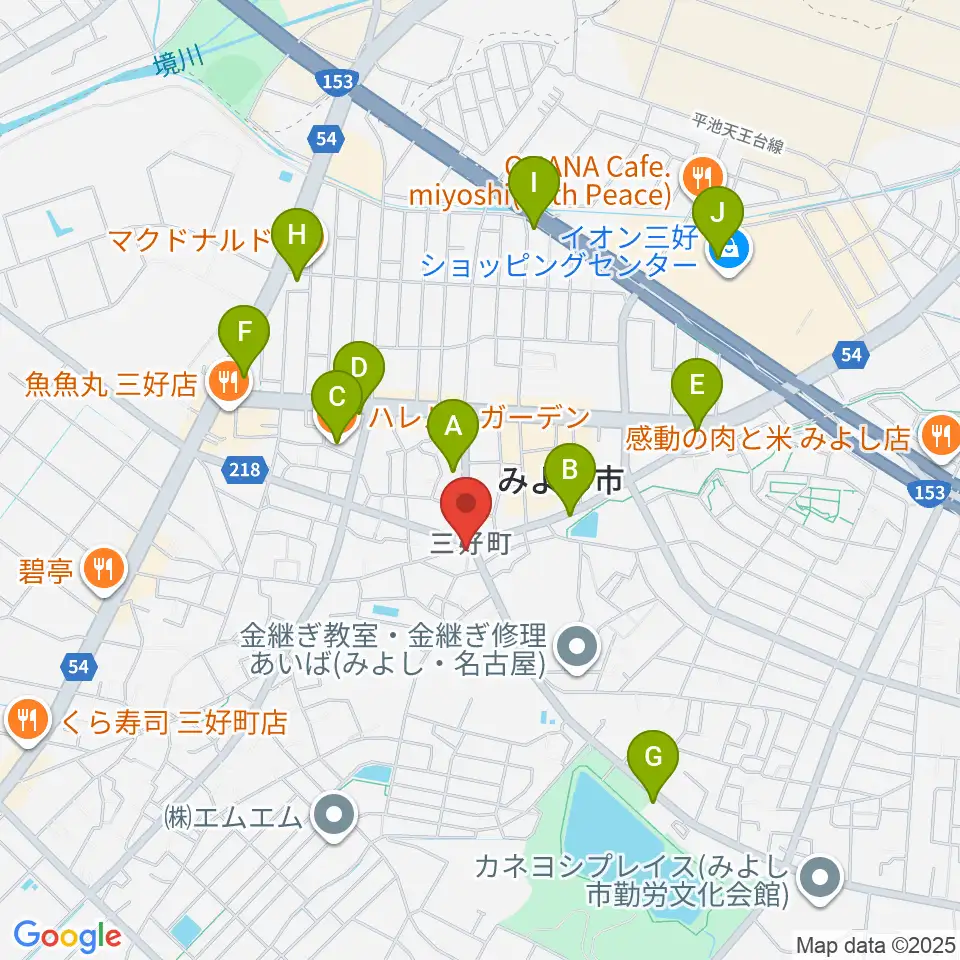 楽器晴海堂周辺のカフェ一覧地図