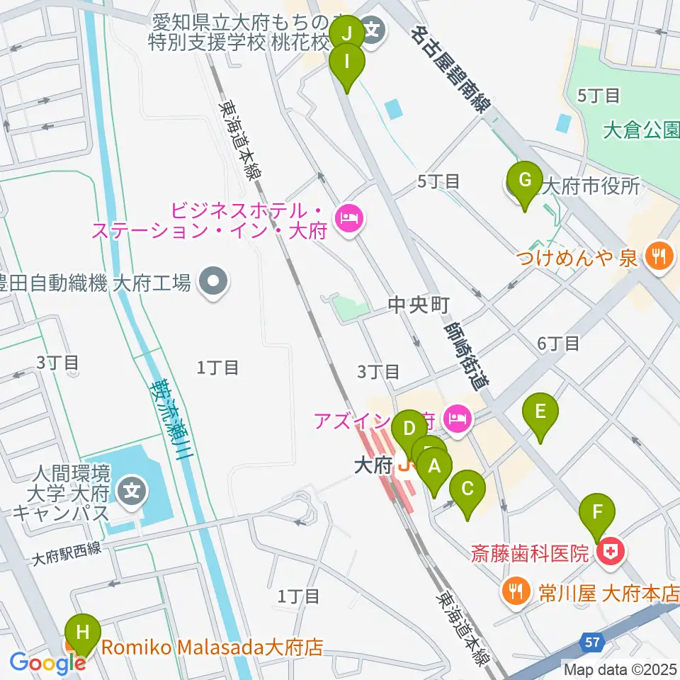 楽器晴海堂 大府ミュージックセンター周辺のカフェ一覧地図