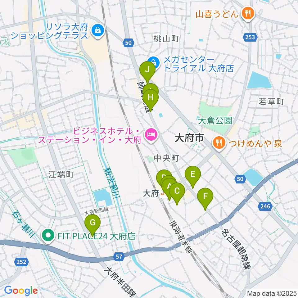 楽器晴海堂 大府ミュージックセンター周辺のカフェ一覧地図