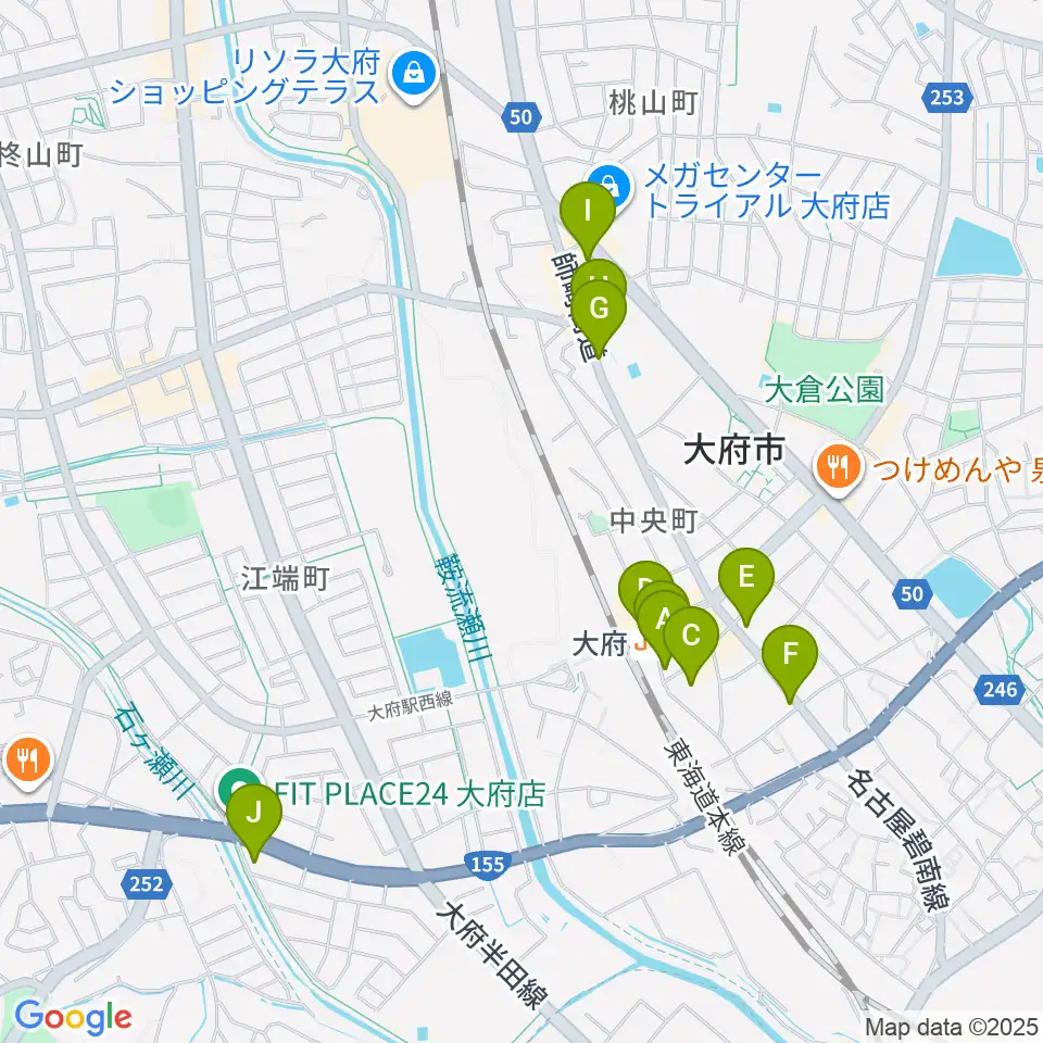 楽器晴海堂 大府ミュージックセンター周辺のカフェ一覧地図