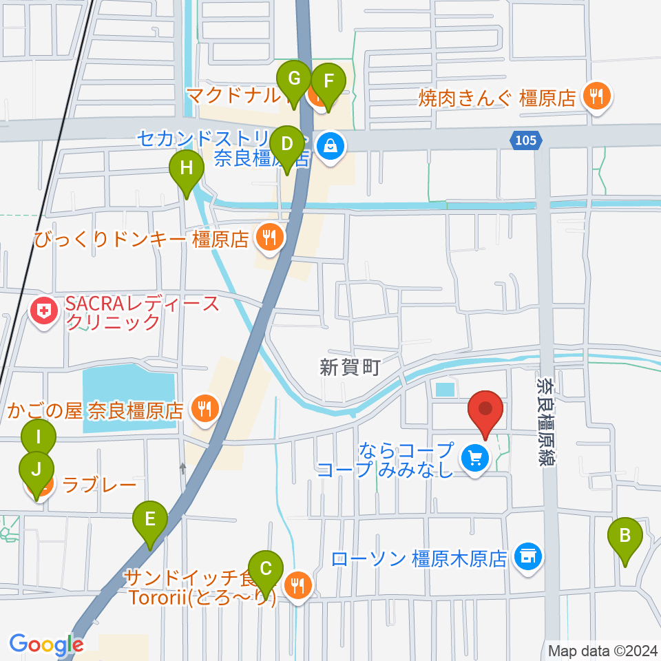 ミュージックカフェアンジェス周辺のカフェ一覧地図