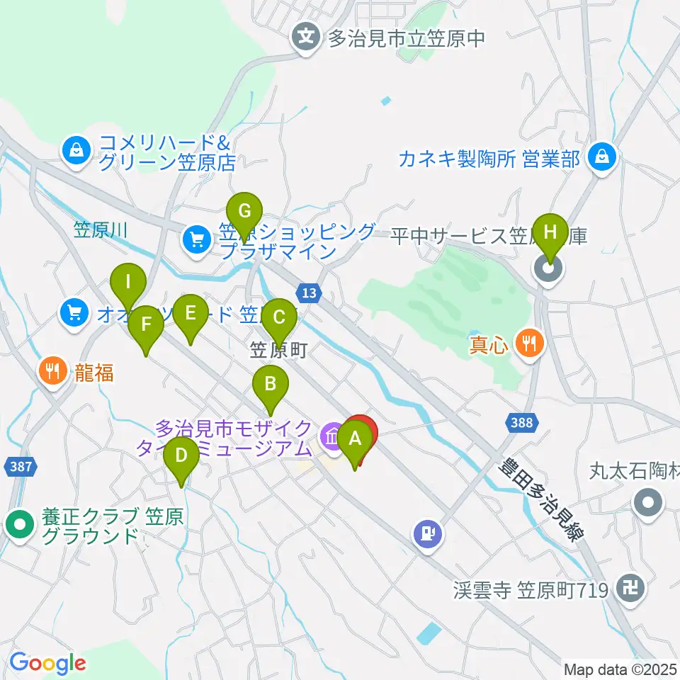 多治見市笹原交流センター周辺のカフェ一覧地図