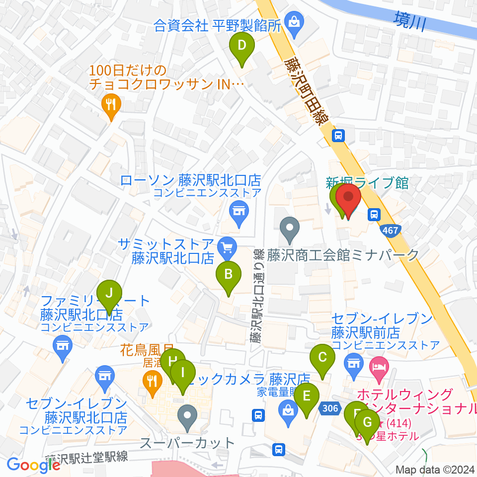 新堀ライブ館周辺のカフェ一覧地図