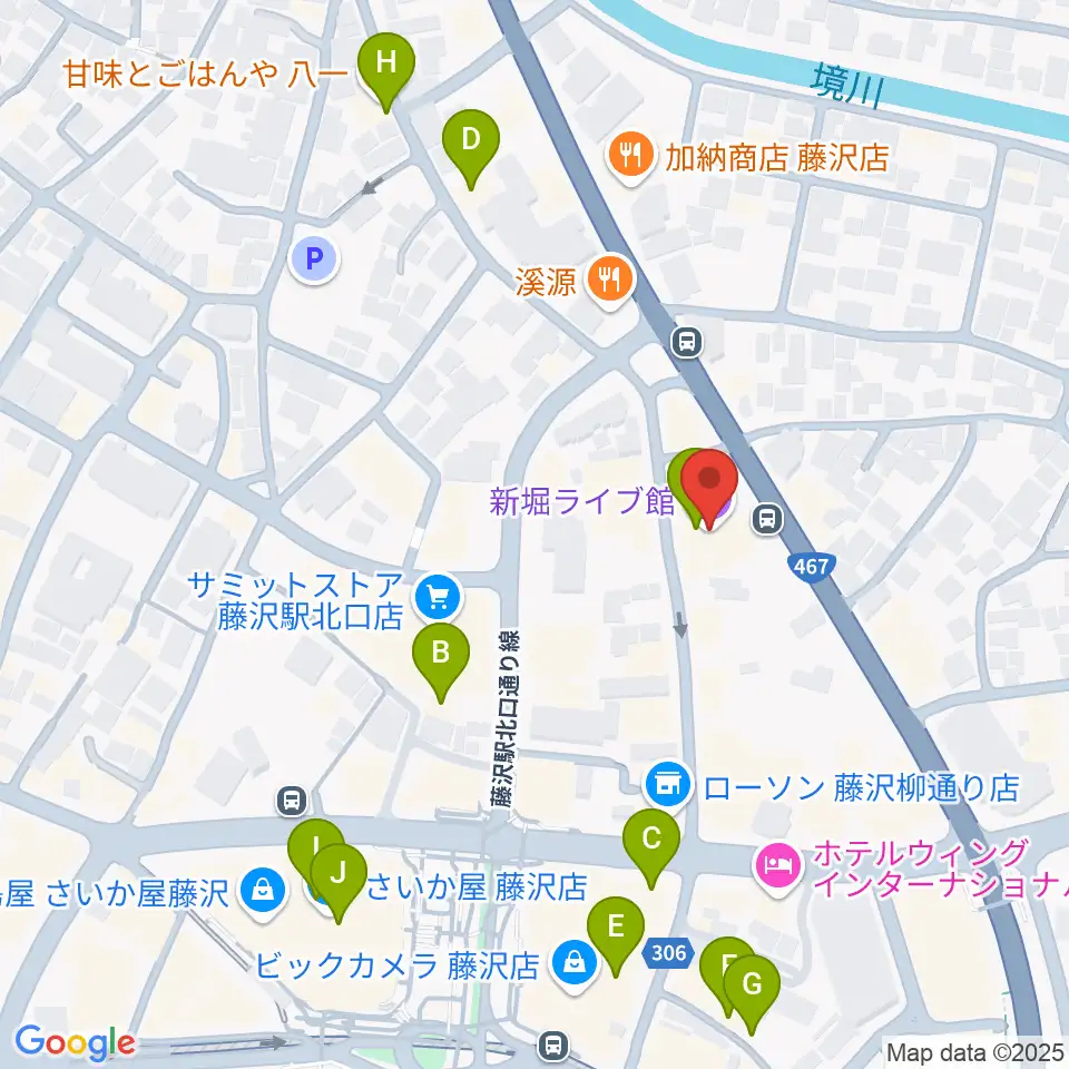 新堀ライブ館周辺のカフェ一覧地図