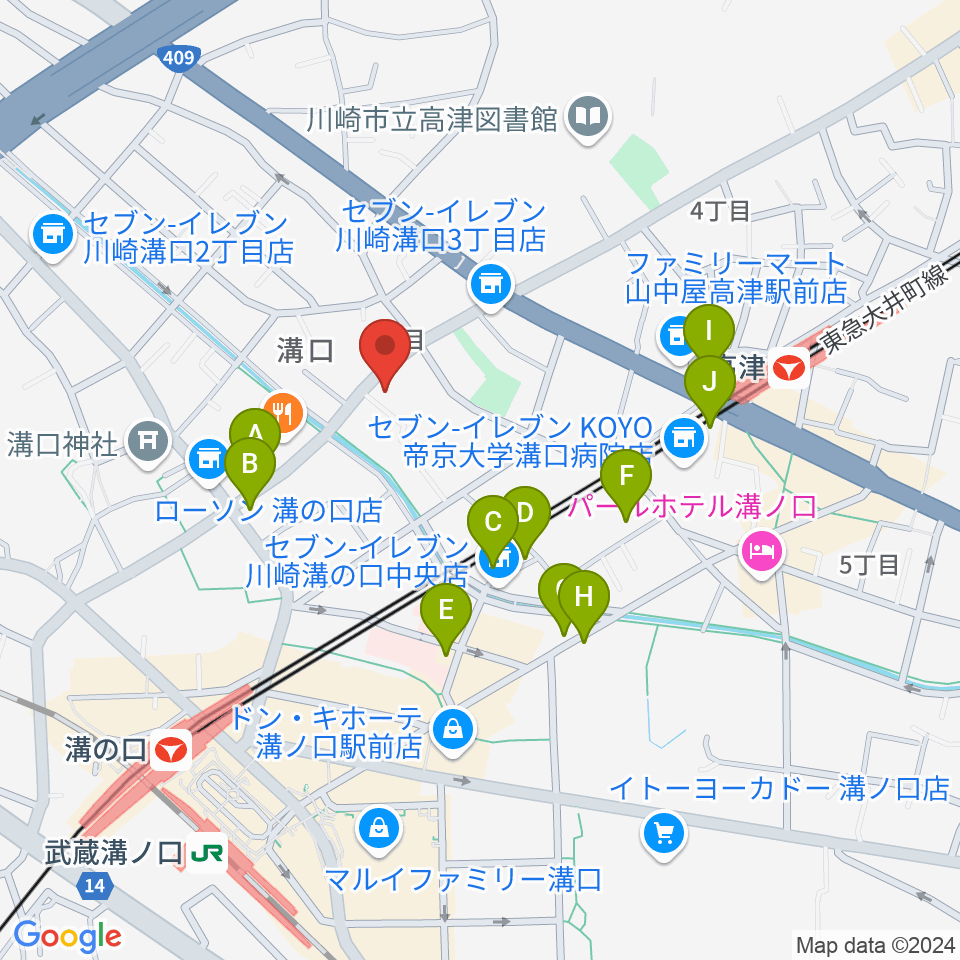 糀ホール周辺のカフェ一覧地図