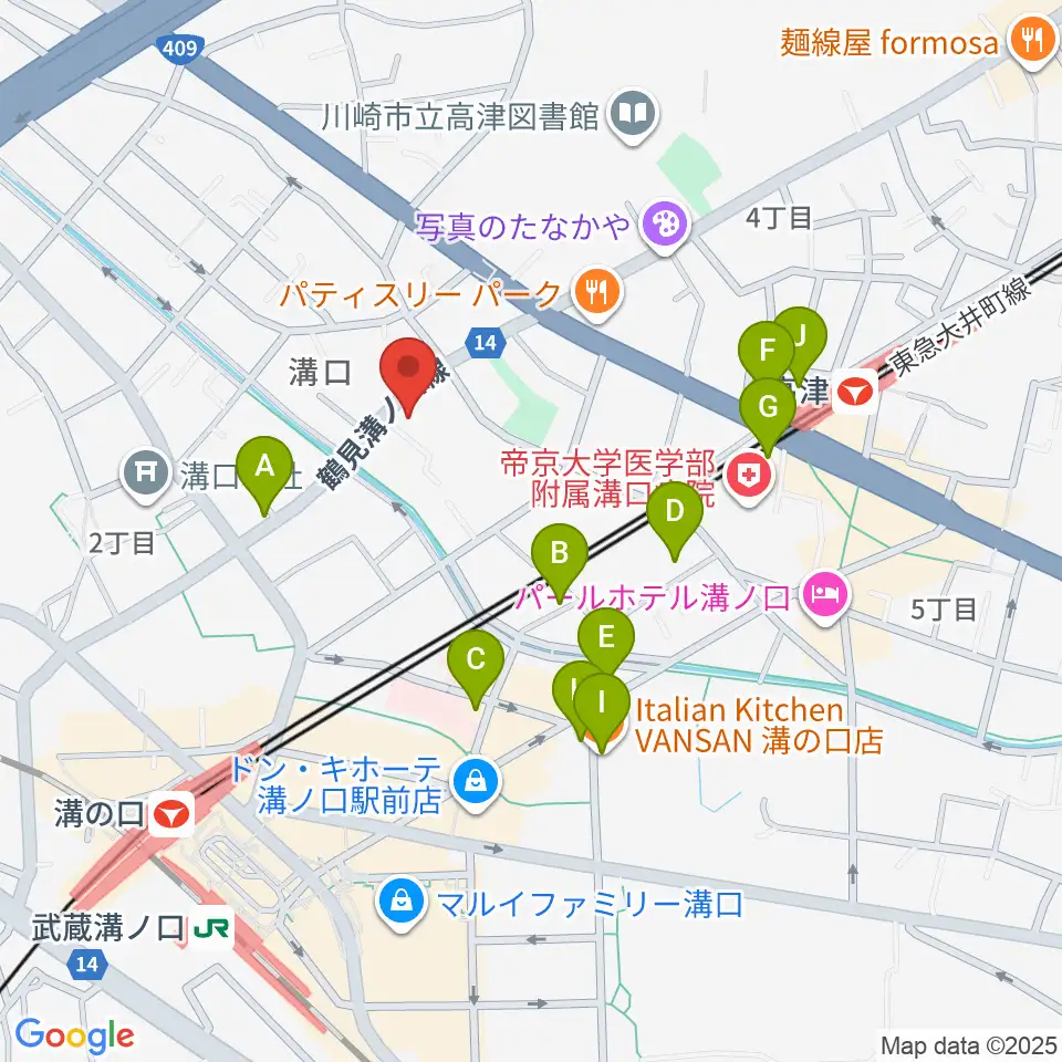 糀ホール周辺のカフェ一覧地図