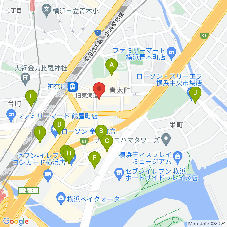 ラフィネ横浜ピアノスタジオ周辺のカフェ一覧地図