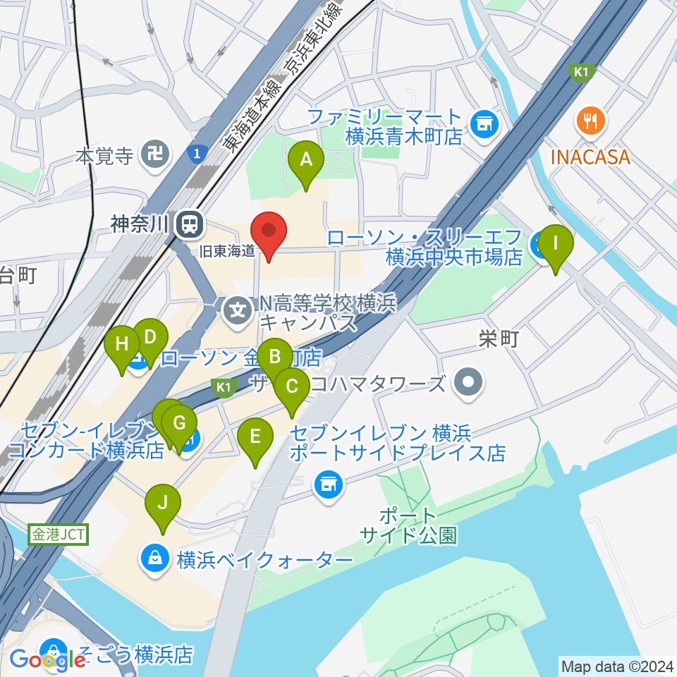 ラフィネ横浜ピアノスタジオ周辺のカフェ一覧地図