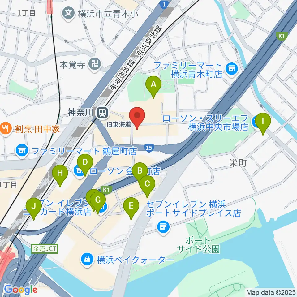 ラフィネ横浜ピアノスタジオ周辺のカフェ一覧地図