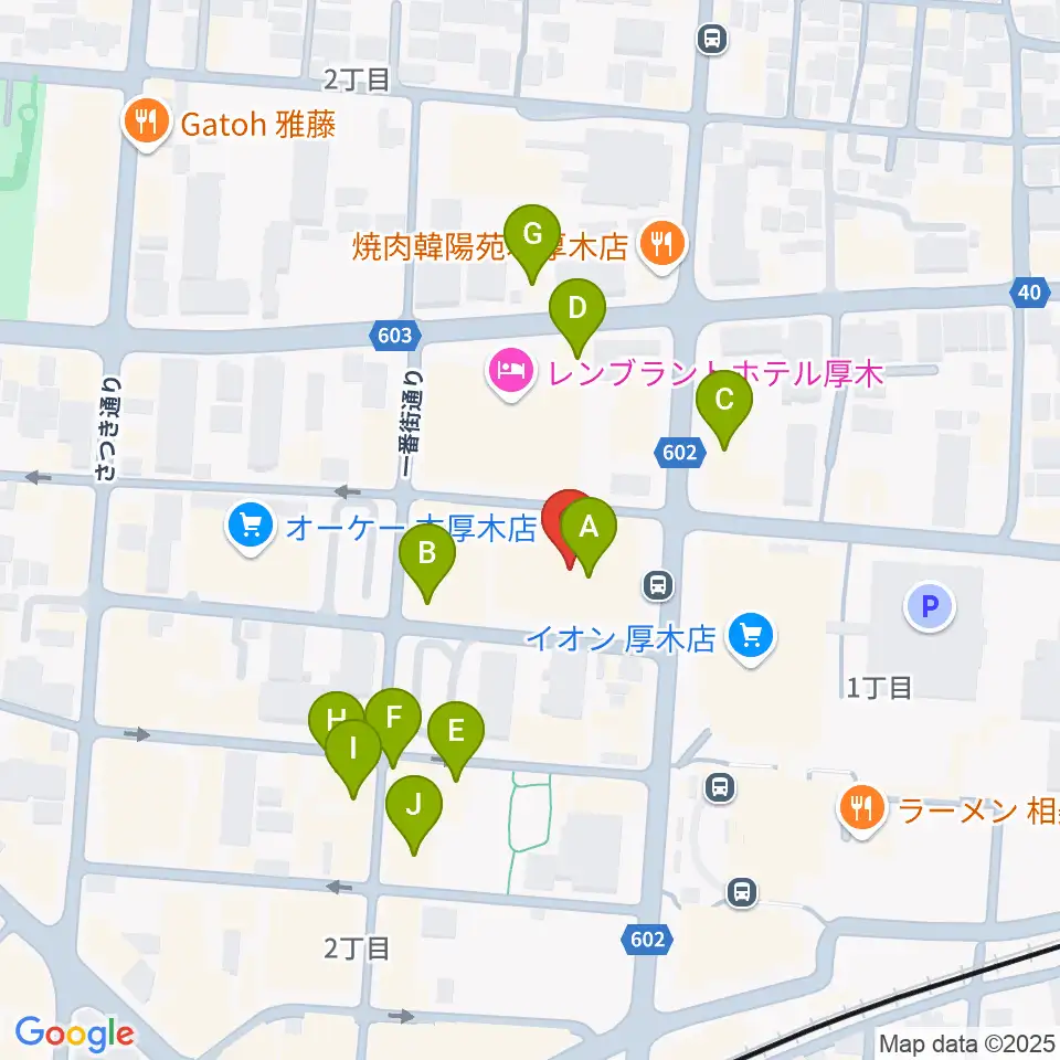 あつぎ市民交流プラザ周辺のカフェ一覧地図